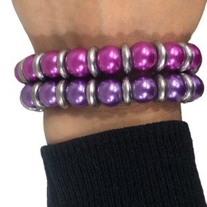 2 PCS Set Stretchy Bead Bracelets for Women | Egyptian Designer |Purple …